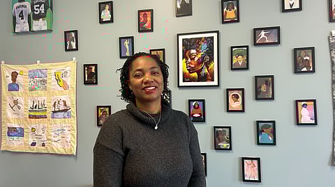 A picture Sen. Akilah Weber Pierson in a grey turtleneck sweater indoors.