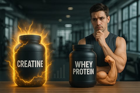 image of creatine and whey protein powders