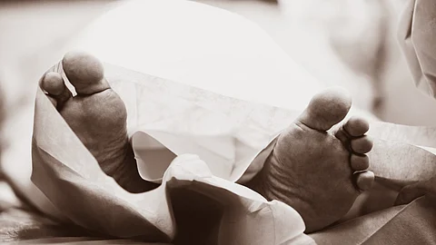 Close-up of patient lying on bed