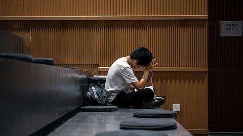 A student engrossed in some work