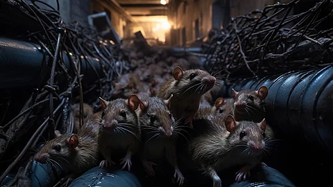 A close-up of wild rats