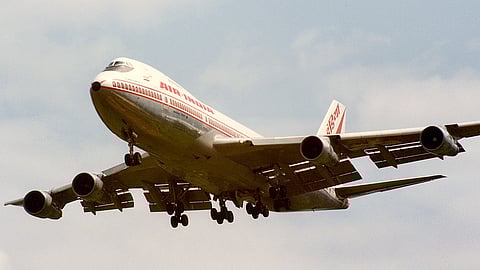 A Boeing 747-200 (VT-EFO, Emperor Kanishka (कनिष्क)) landing at London Heathrow Airport