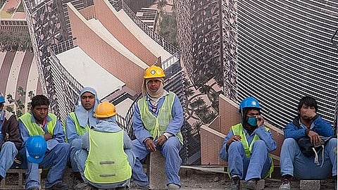 Workers taking rest