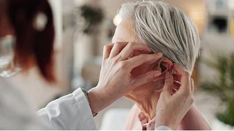 An old woman wearing
