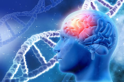 Depiction of Human Brain and DNA strand