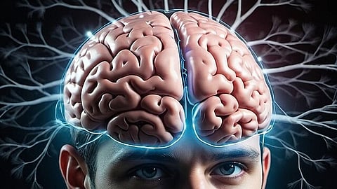 A man with superimposed brain.