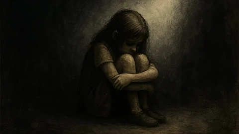 The image of a sad young girl.