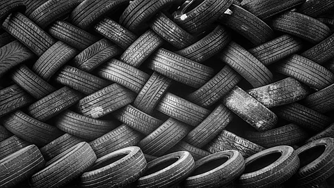 Image showing pile of tires that are old and worn out.