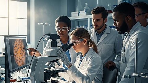 Image of researchers doing research on fetal tissue in a lab.