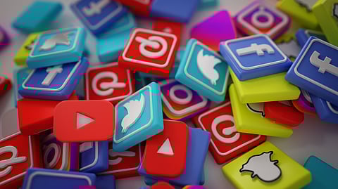 Image showing 3D images of social media icons.
