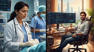 Image of comparison between a doctor and an IT worker.