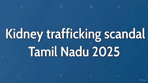 An image of a poster saying kidney trafficking scandal.