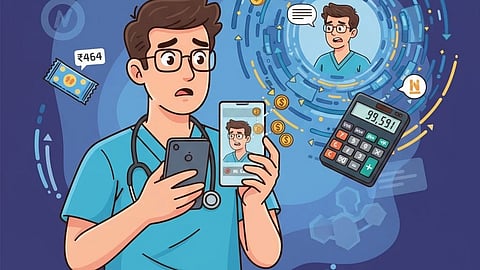 Illustration showing the scam that has happened to the doctor.