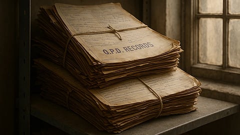 A vintage looking handwritten notes with OPD RECORDS written on it in bold letters.