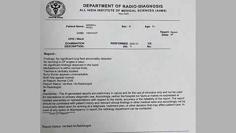 Image of radiology report generated by AI.