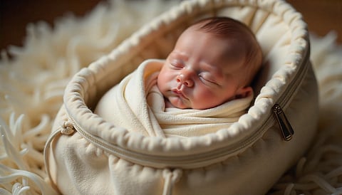 baby snuggled in a blanket