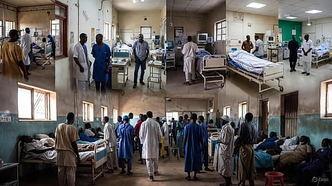 An image of varied hospital scenarios.