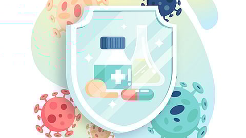 Illustration showing antimicrobial resistance.