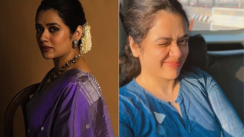 Images of of actress Girija Oak in a collage.