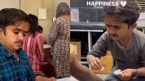 Images of Dr. Ganesh Baraiya while treating the patients in a collage.