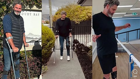 Images showing Chris Cairns journey of recovering from paralysis of lower body.