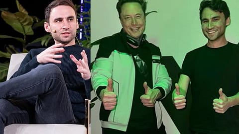 Collage showing Nikita Bier: one image of Bier alone and another with Elon Musk, highlighting his role as Musk’s close aide.
