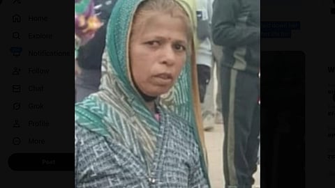 Portrait of Kanchan Bai Meghwal in a saree.