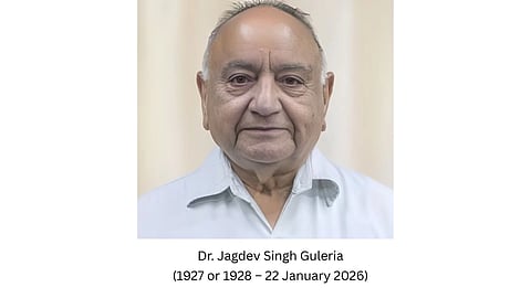 Portrait of Dr. Jagdev Singh Guleria wearing a blue shirt.