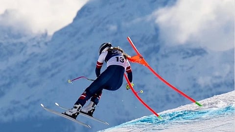 Close-up of Lindsey Vonn while competing in the game.