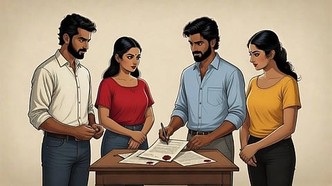 An illustration of 4 people surrounding