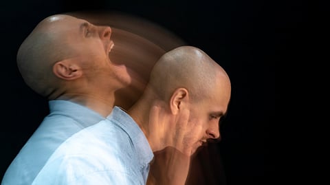 Portrait of man suffering from schizophrenia