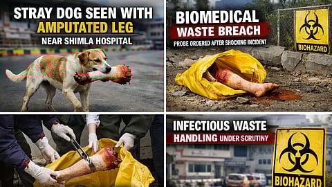 Dog seen carrying amputated human limb outside Shimla hospital. Inquiry launched into biomedical waste safety violations.