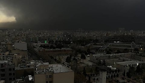 Black smoke over Iran sky after the Israeli attacks on the Iran oil refineries.