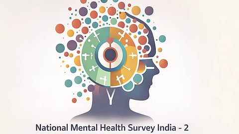 Graphic human head silhouette showing many circles indicating brain activity or connections.