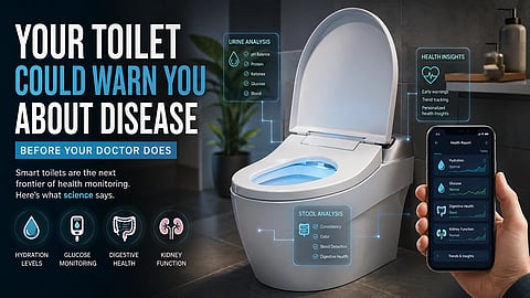 An open toilet with information and phone in front.