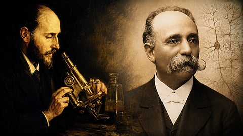 Santiago Ramón y Cajal (left) and Camillo Golgi (right)