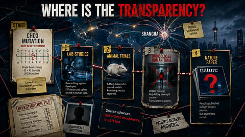 An investigative timeline infographic, designed like a complex detective board.