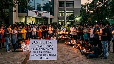 Students hold a candle march