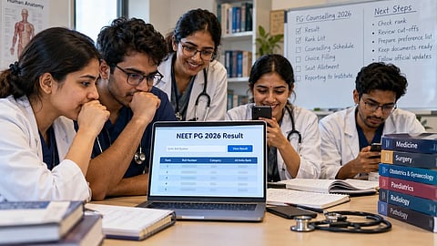 STUDENTS CHECKING NEET PG RESULTS