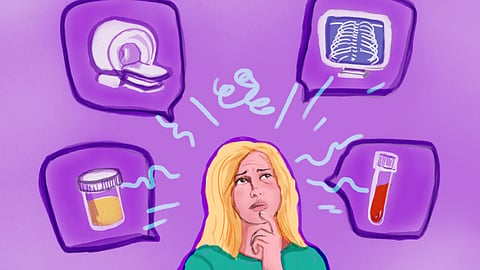Illustration showing a girl thinking about her medical bills