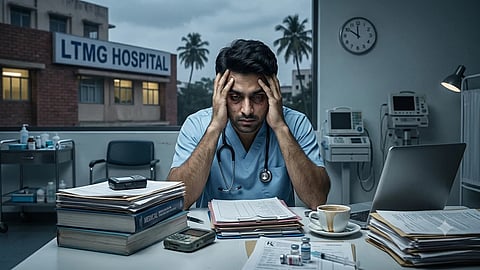 Doctor stressed due to workload