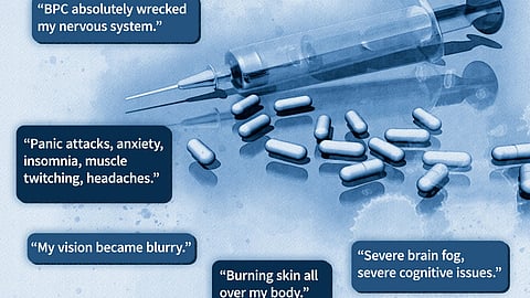 Illustration of a syringe with captions around it