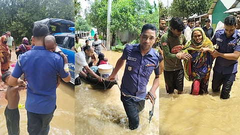 বন্যার্তদের পাশে পুলিশের বিভিন্ন ইউনিট