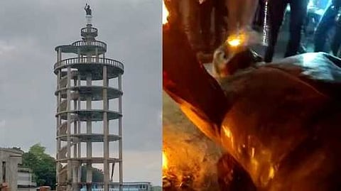 ১২৩ ফুট উঁচু মুজিব ম্যুরাল ভাঙচুর