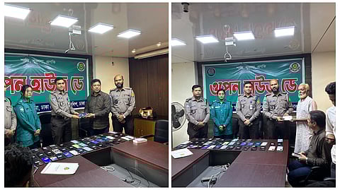 হারিয়ে যাওয়া ৪৩টি মোবাইল ফোন উদ্ধার করে প্রকৃত মালিকদের বুঝিয়ে দিলো পল্টন থানা পুলিশ