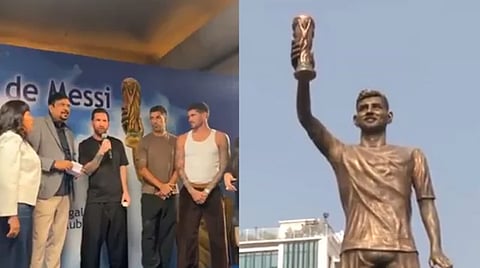 কলকাতায় নিজের ৭০ ফুট উচ্চতার ভাস্কর্য উদ্বোধন করলেন মেসি