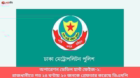 অপারেশন ডেভিল হান্ট ফেইজ-২:
রাজধানীতে গত ২৪ ঘণ্টায় ২০ জনকে গ্রেফতার করেছে ডিএমপি