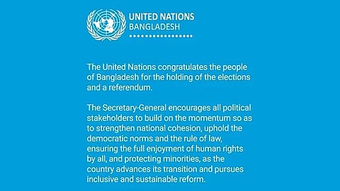 নির্বাচন ও গণভোটের জন্য বাংলাদেশকে জাতিসংঘের অভিনন্দন