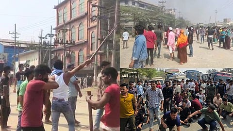 বকেয়া বেতনের দাবিতে মহাসড়ক অবরোধ, পুলিশের সঙ্গে সংঘর্ষে ১০ শ্রমিক আহত