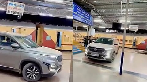 വൈറലാവാൻ റെയ്ൽവെ പ്ലാറ്റ്ഫോമിൽ വണ്ടിയോടിച്ചു, ജയിലിലായി: വീഡിയോ